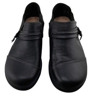 Clarks Women's Cheyn Madi Black Leather Slip On Loafers Shoes SZ 7.5 M 61246006‎